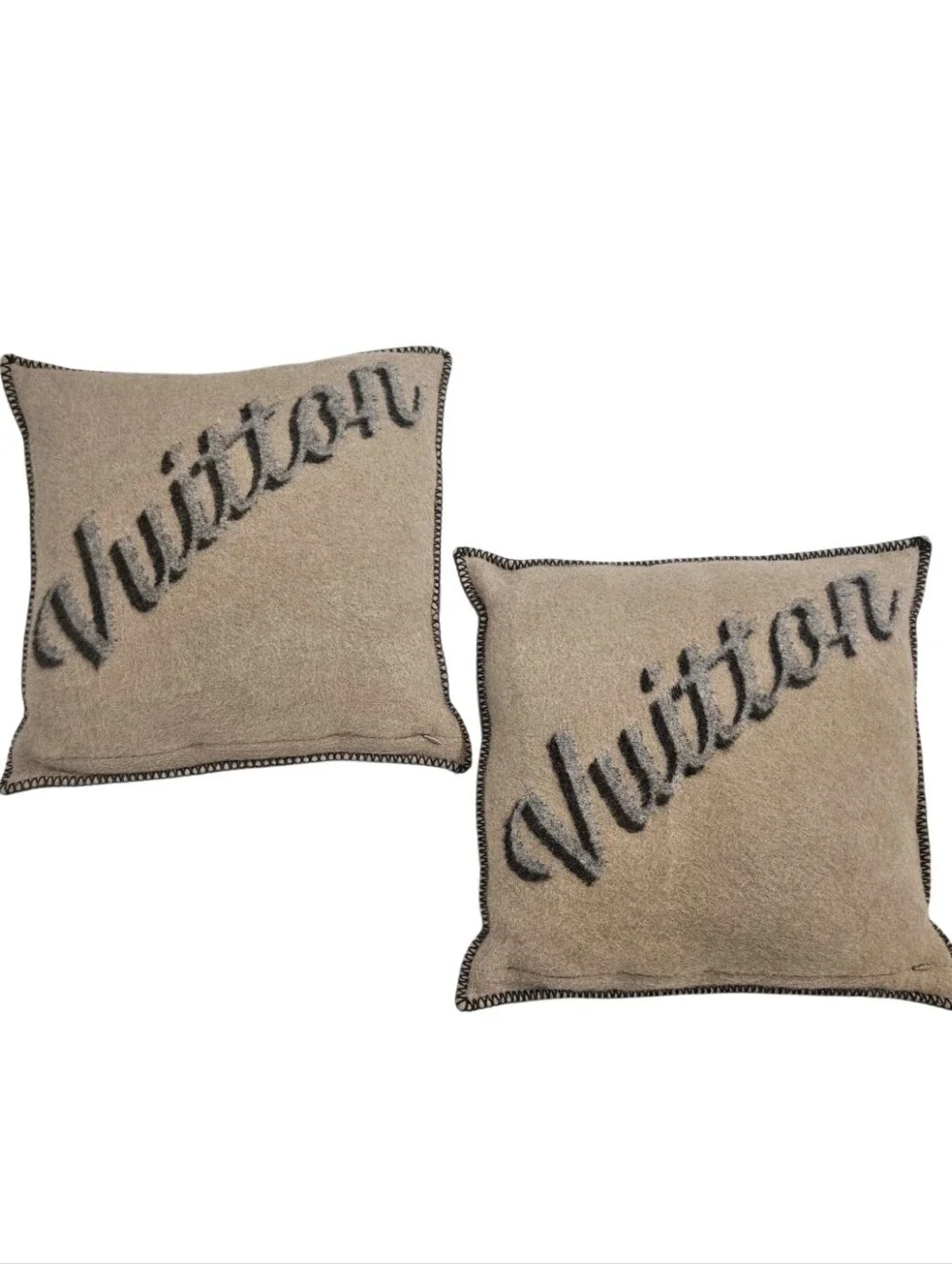 Louis Vuitton Two-Tone Wool-Cashmere Pillows/Cushions – Pair of 2